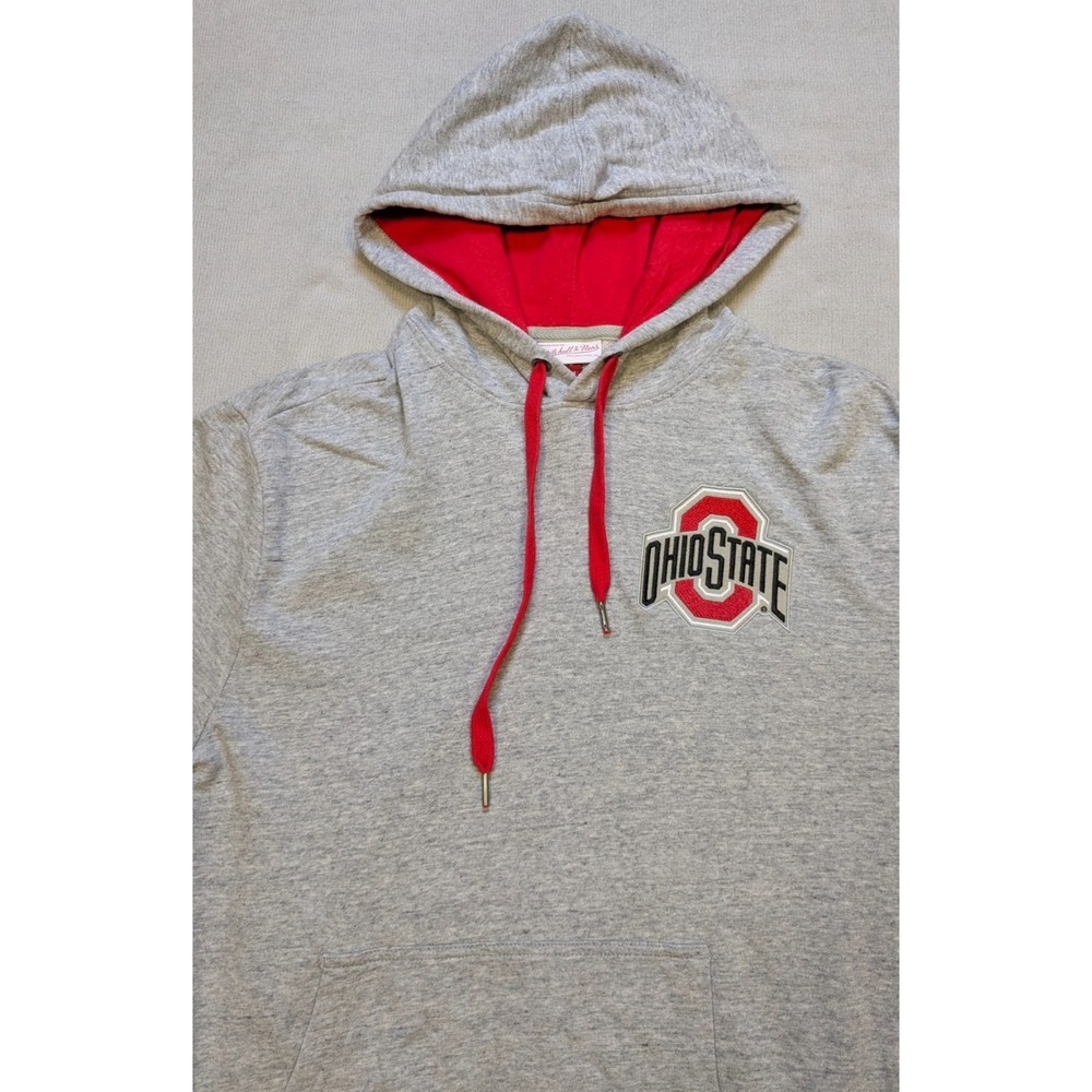 Ohio State Buckeyes Hoodie Mens Medium Gray Mitchell Ness Sweatshirt Football - Picture 3 of 13